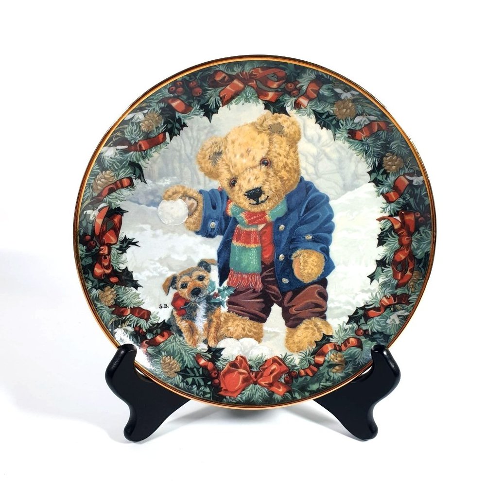 Teddys Winter Fun Sarah Bengry Vintage Plate Collectable Franklin Mint Heirloom